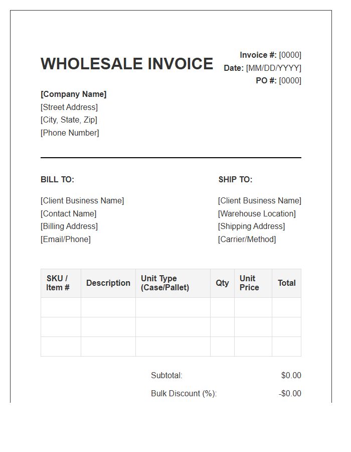 Bulk Order Wholesale Invoice Template
