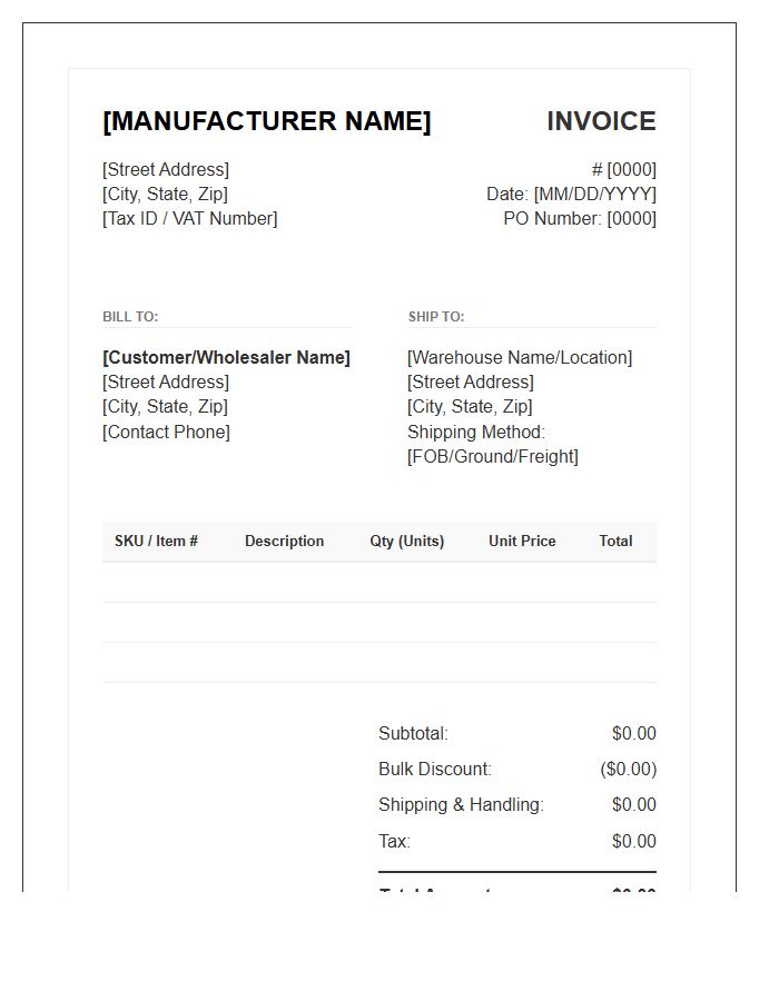 Manufacturing Wholesale Invoice Template