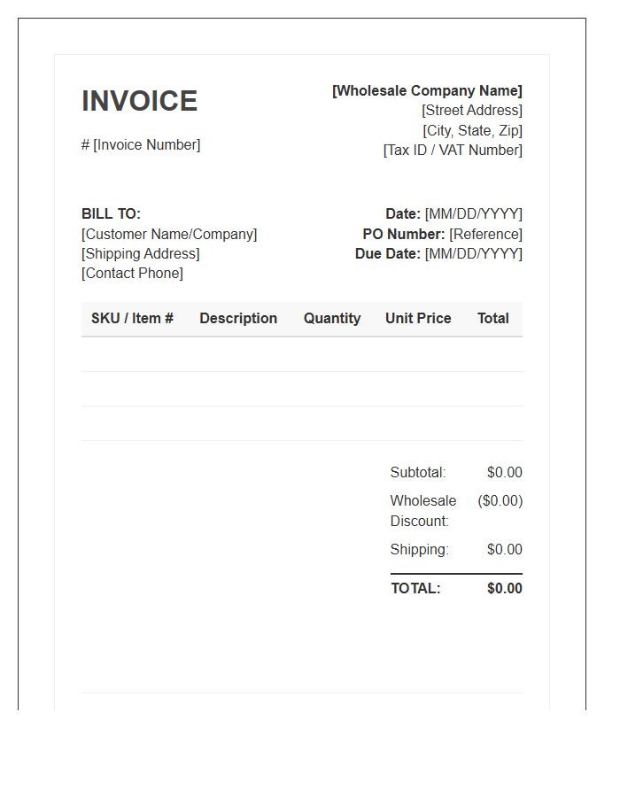 Wholesale Goods Transaction Invoice Template