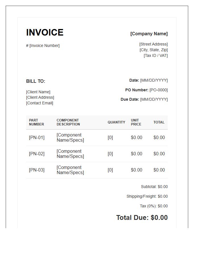 Bulk Automotive Component Invoice Template