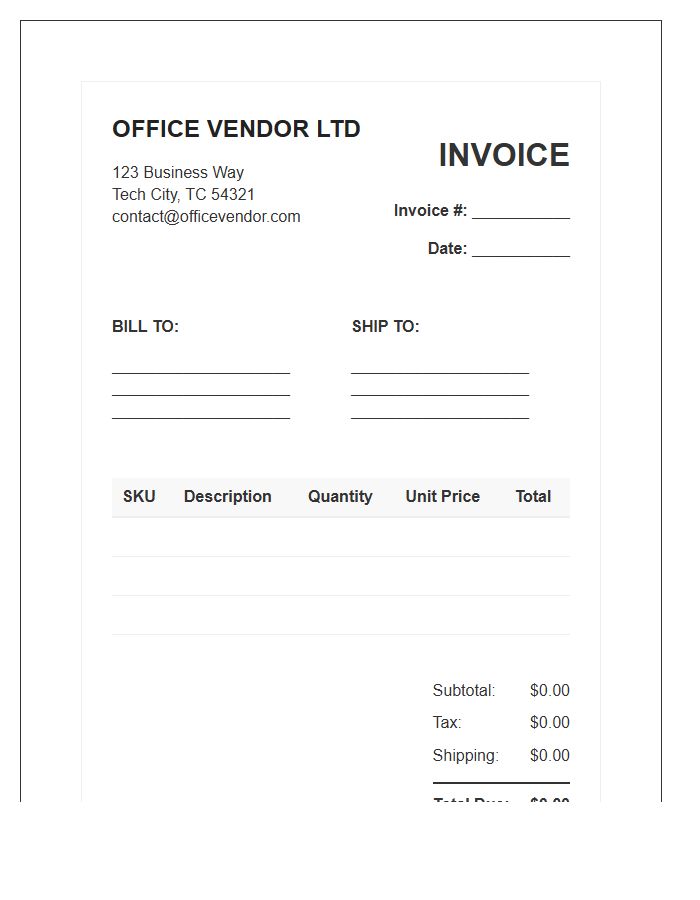 Automated Office Supply Vendor Invoice Template