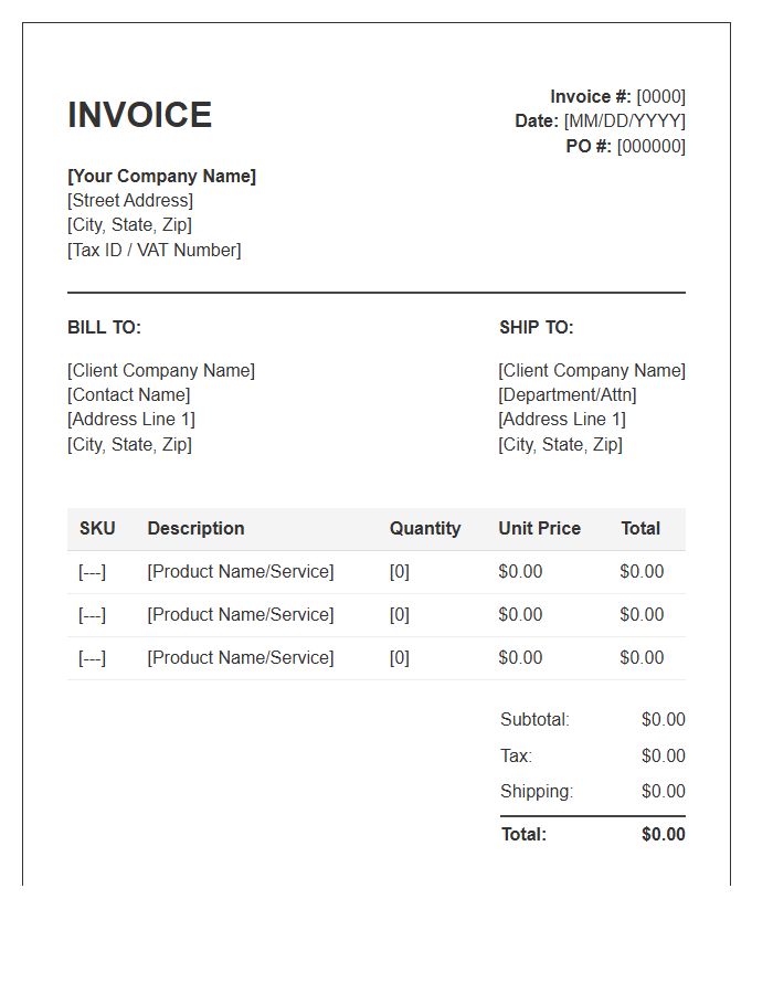 B2B Office Product Invoice Template