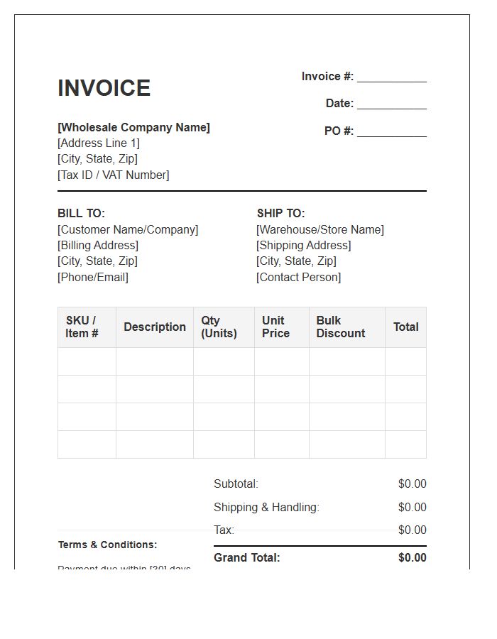 Bulk Stationery Wholesale Invoice Template