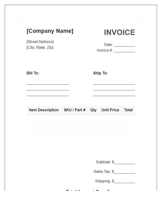 Office Supply Procurement Invoice Template