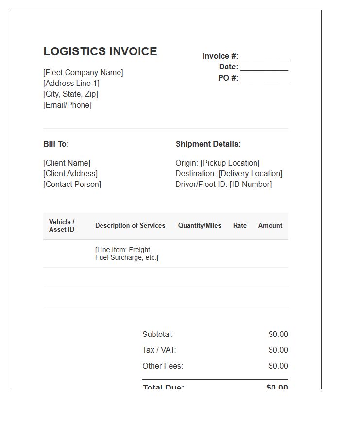 Logistics Fleet Management Invoice Template