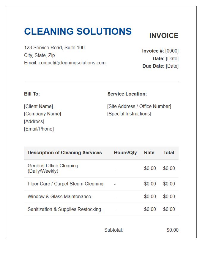 Business Cleaning Solutions Invoice Template