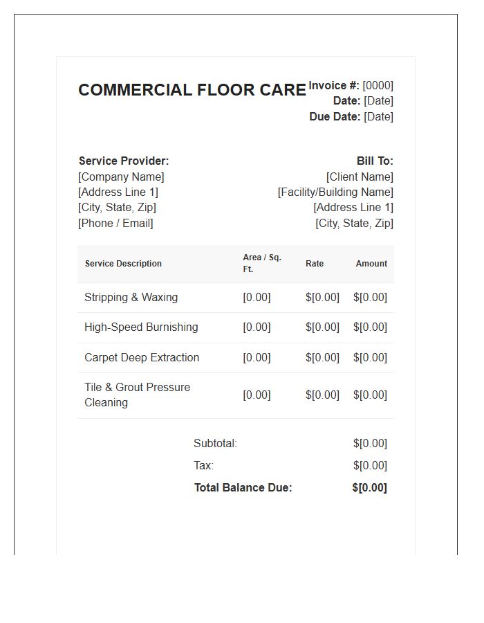 Commercial Floor Care Invoice Template
