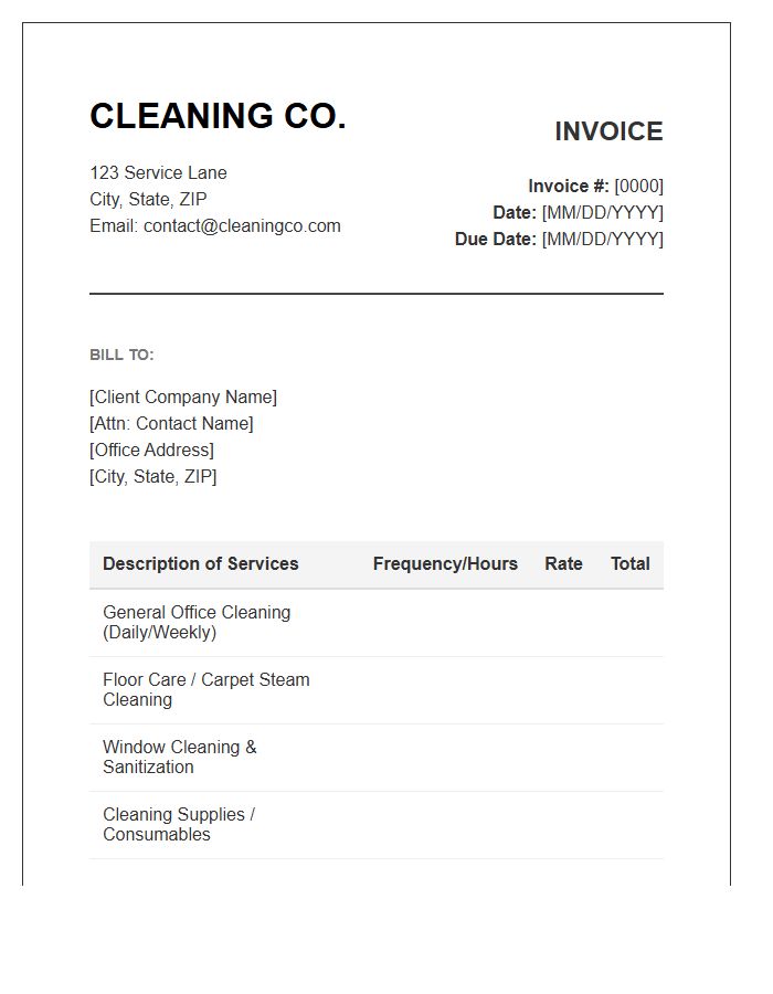 Commercial Office Cleaning Invoice Template