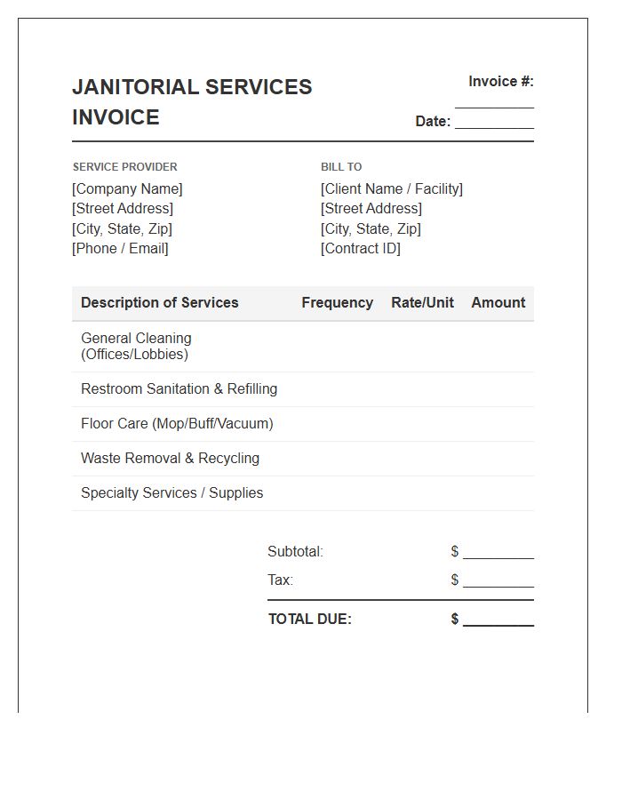Janitorial Services Contract Invoice Template