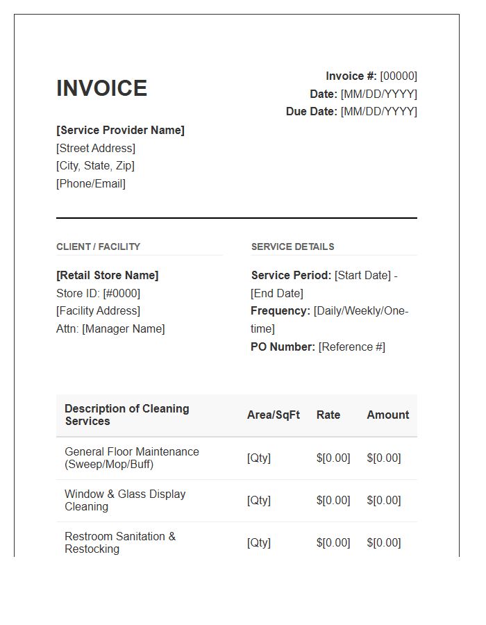 Retail Facility Cleaning Invoice Template