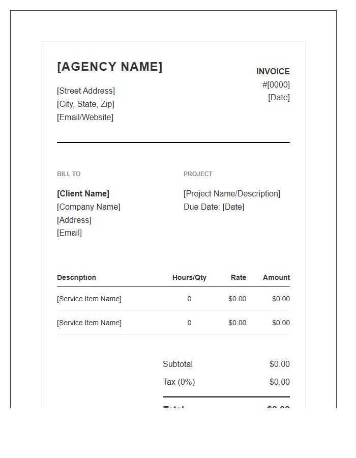 Small Business Boutique Agency Invoice Template