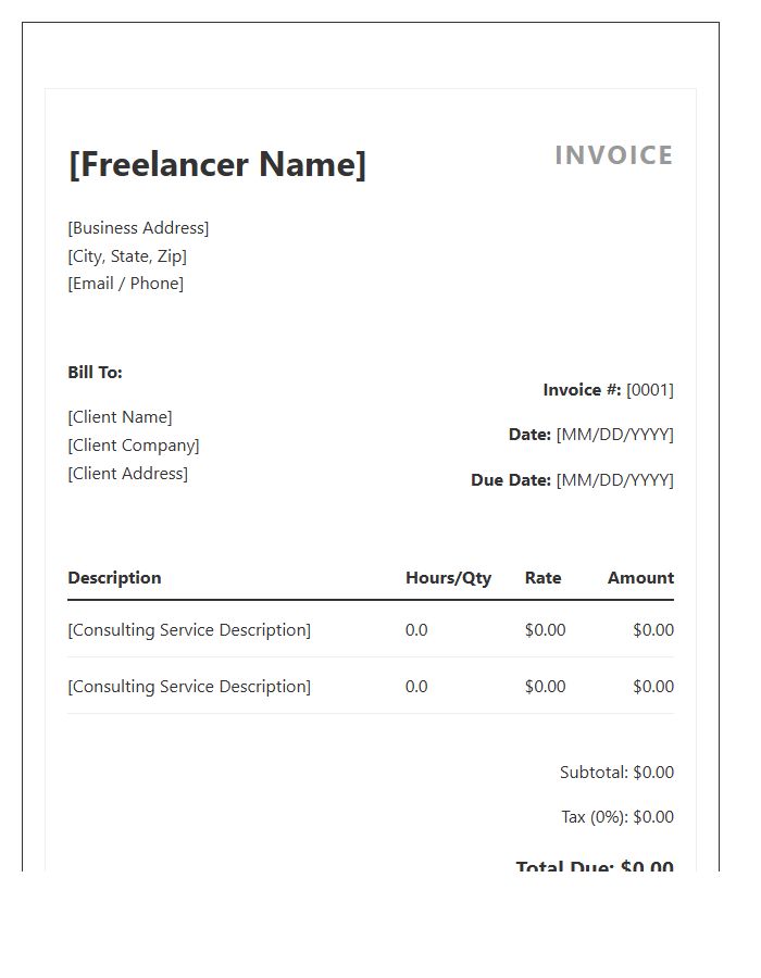 Small Business Freelance Consulting Invoice Template