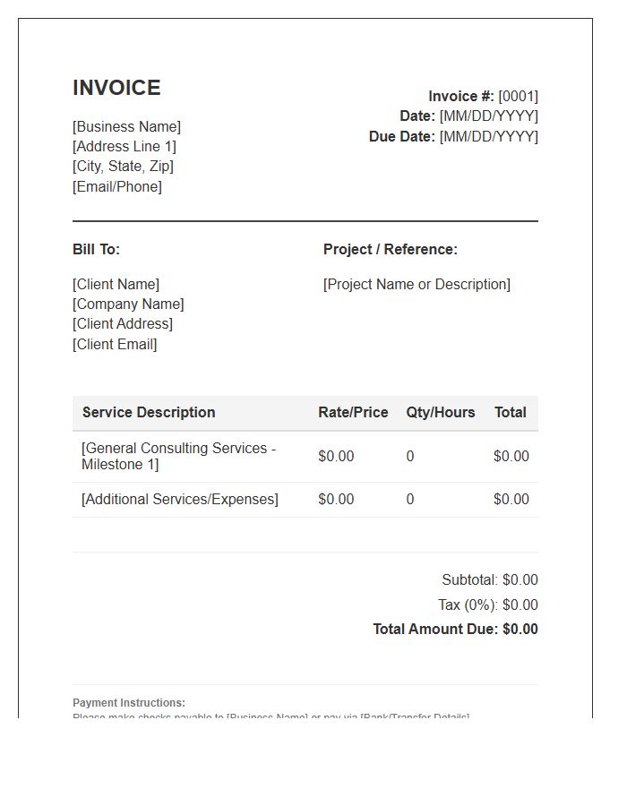 Small Business General Consulting Invoice Template