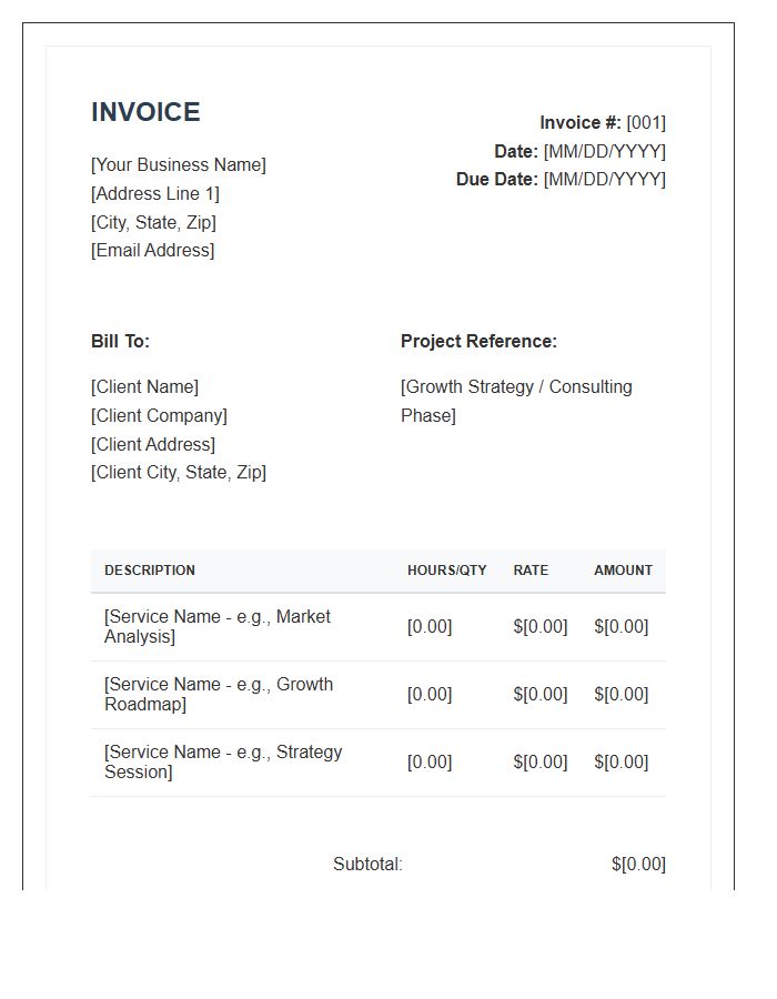 Small Business Growth Consulting Invoice Template
