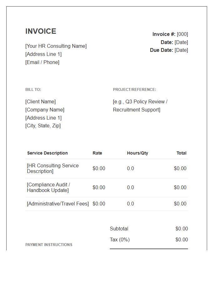Small Business HR Consulting Invoice Template