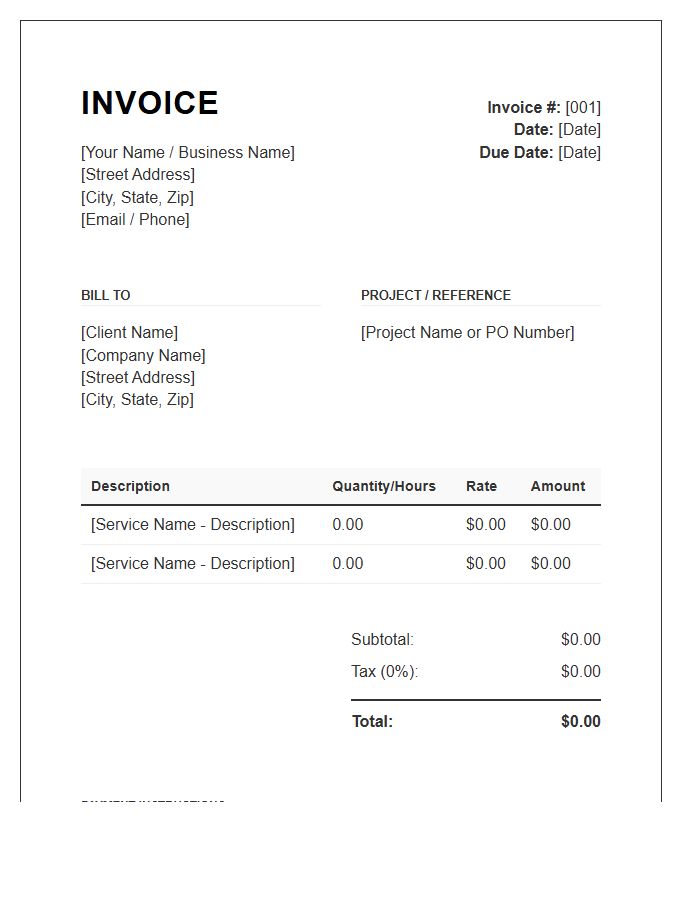 Small Business Independent Consultant Invoice Template