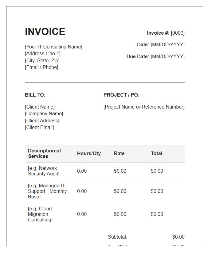 Small Business IT Consulting Invoice Template