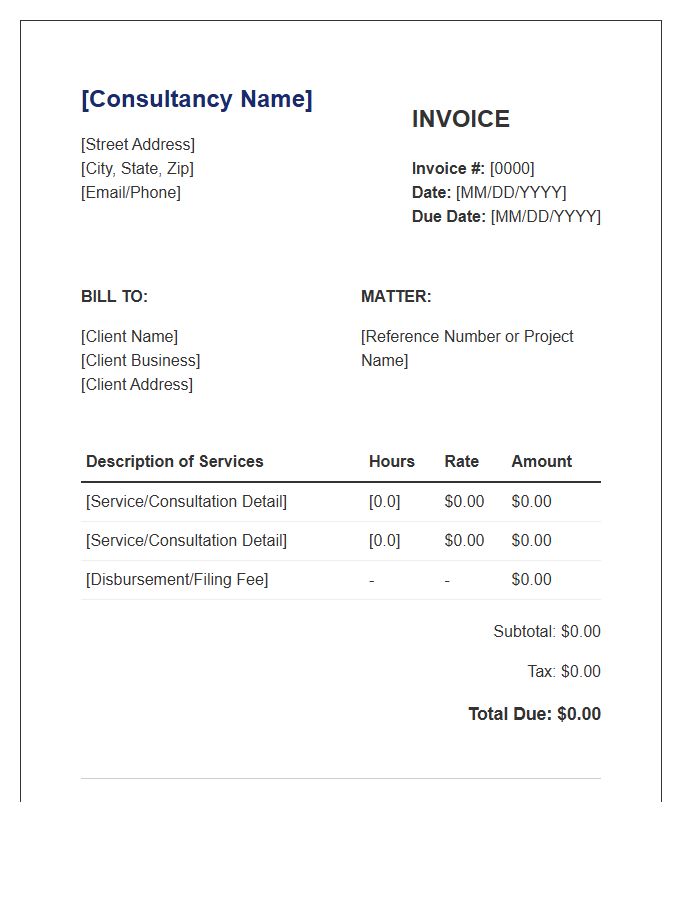Small Business Legal Consulting Invoice Template