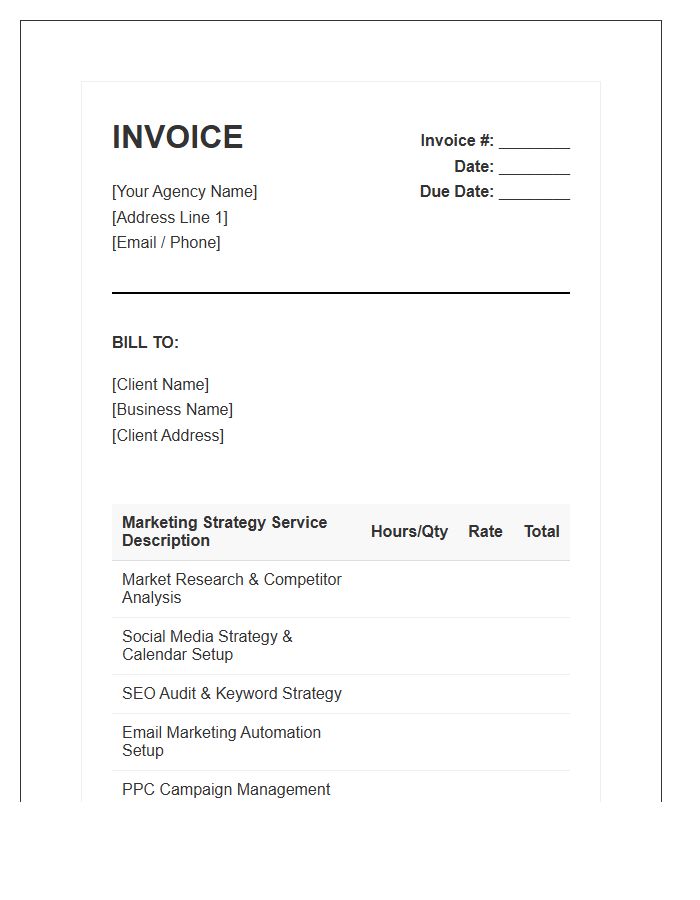 Small Business Marketing Strategy Invoice Template