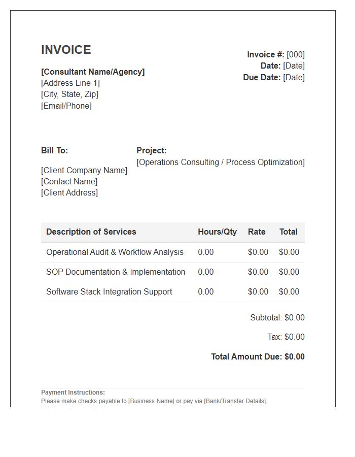 Small Business Operations Consulting Invoice Template