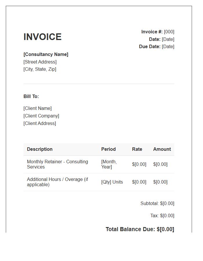 Small Business Retainer Consulting Invoice Template