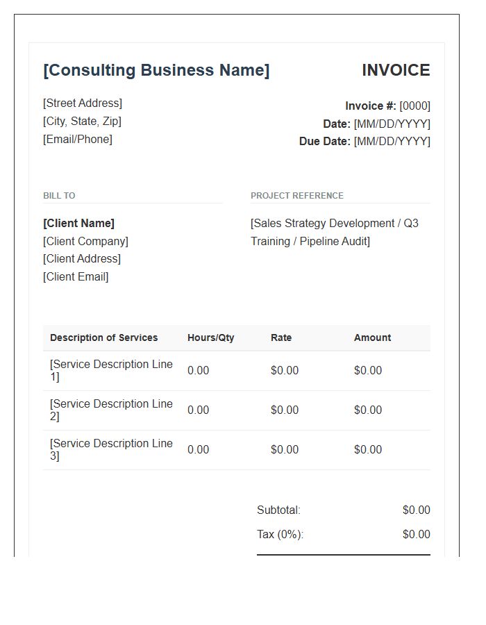 Small Business Sales Consulting Invoice Template