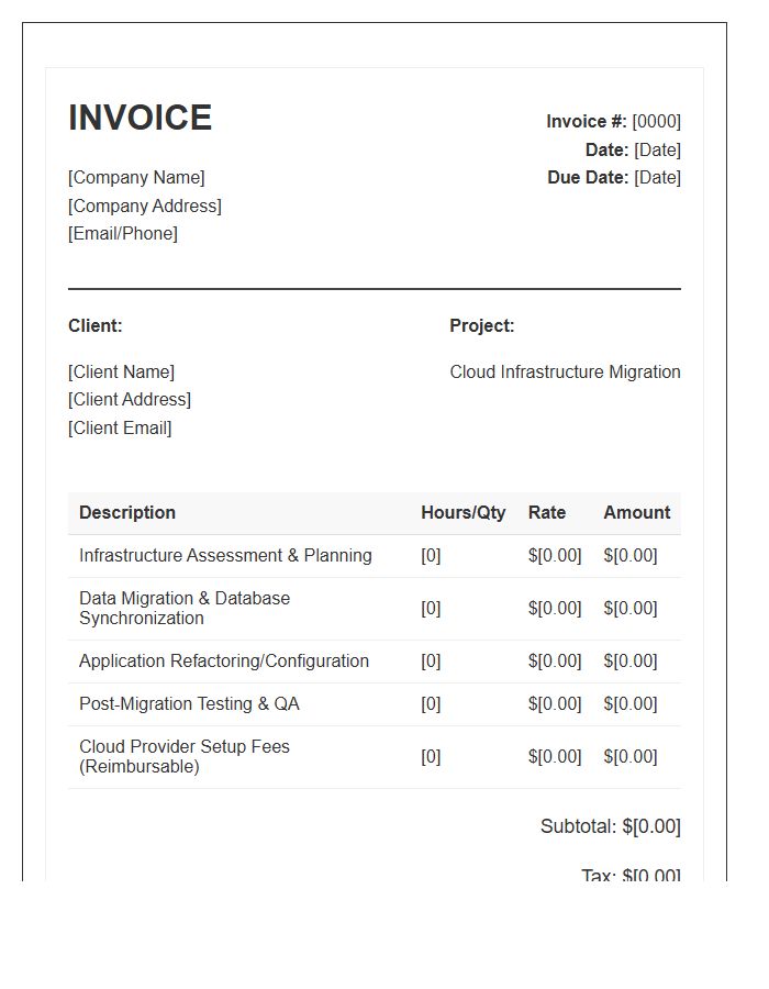 Cloud Hosting Migration Invoice Template