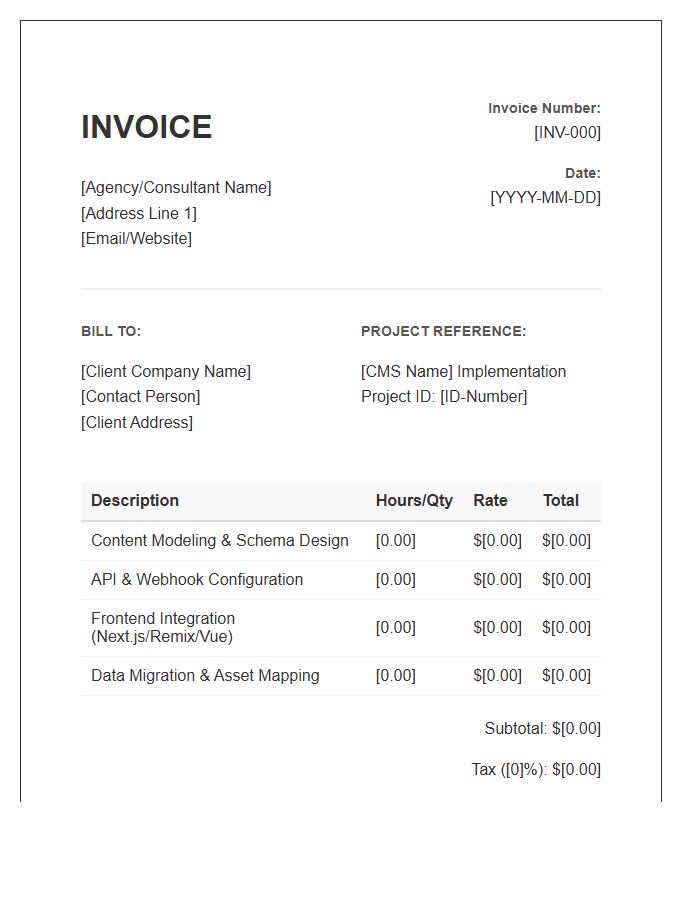Headless CMS Implementation Invoice Template