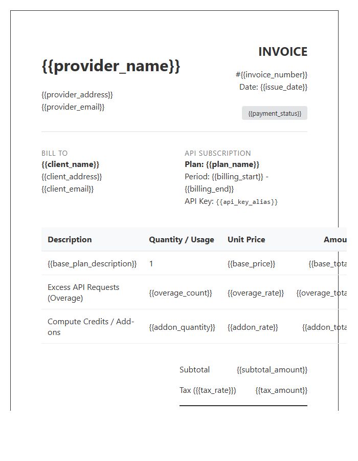 REST API Integration Invoice Template