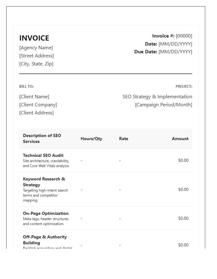 Search Engine Optimization Strategy Invoice Template