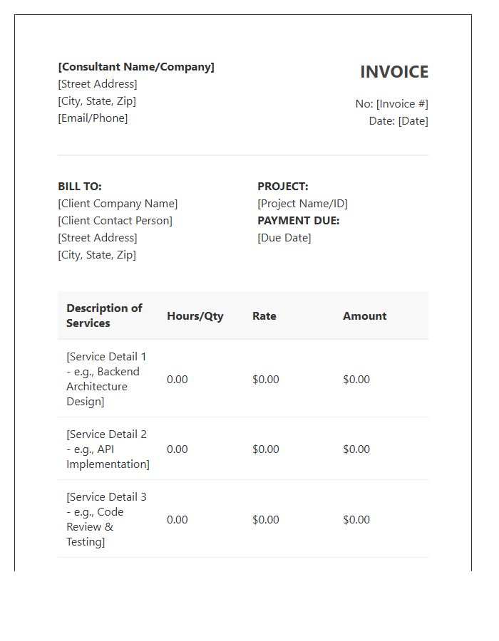 Software Consultant Technical Service Invoice Template