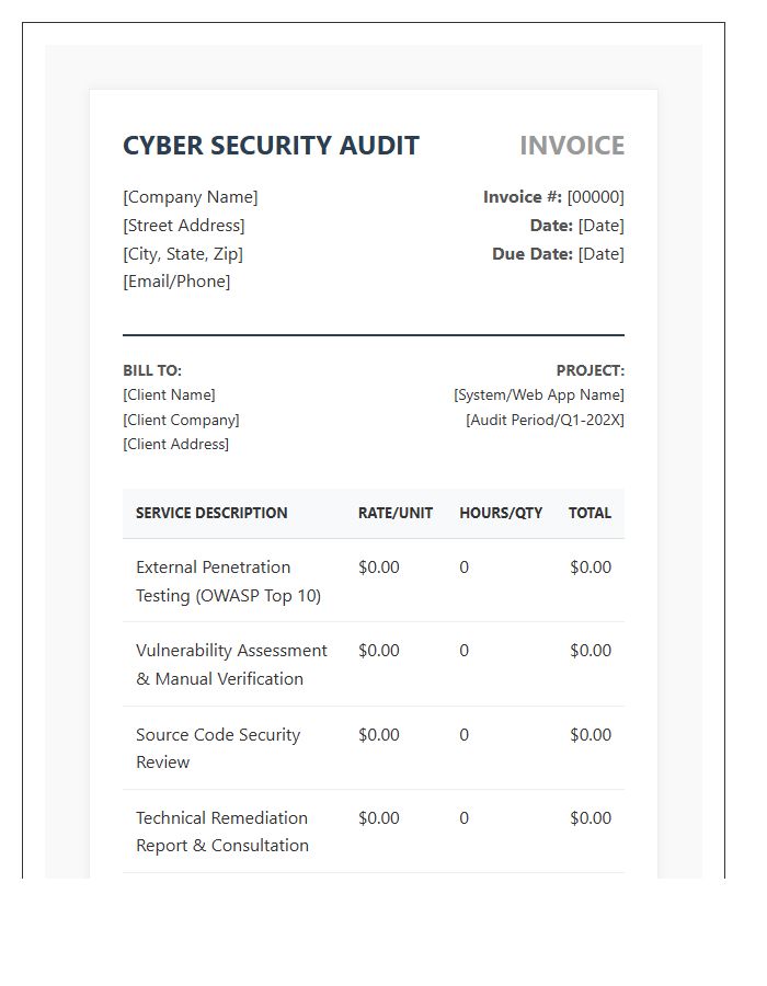Web Security Audit Professional Invoice Template