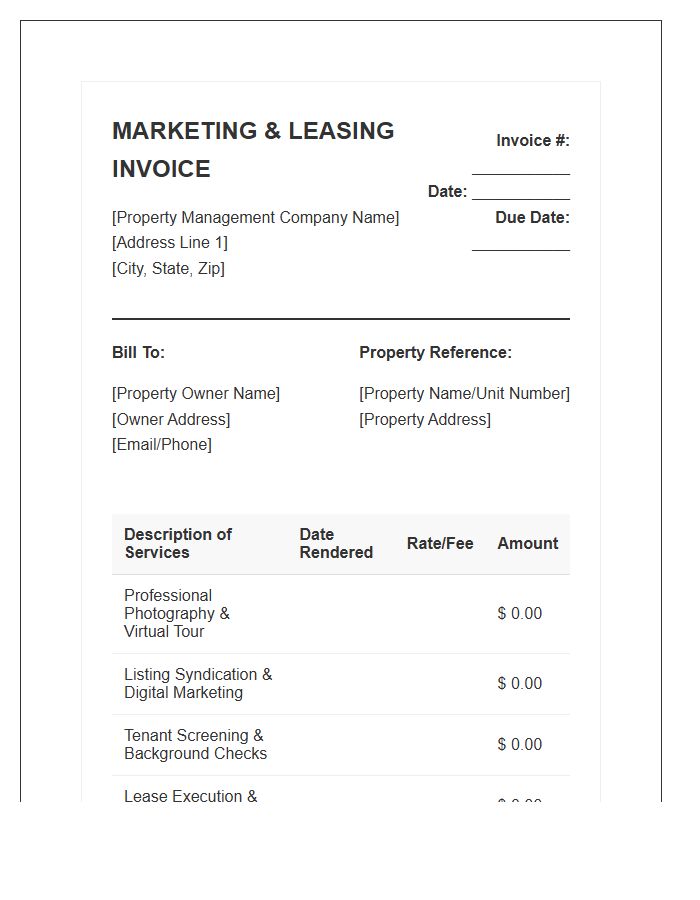 Property Management Marketing And Leasing Invoice Template
