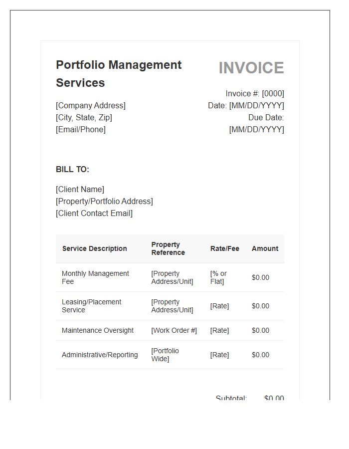 Residential Portfolio Management Service Invoice Template