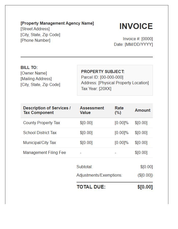 Residential Property Tax Management Invoice Template