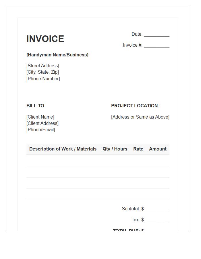 General Labor Handyman Invoice Template