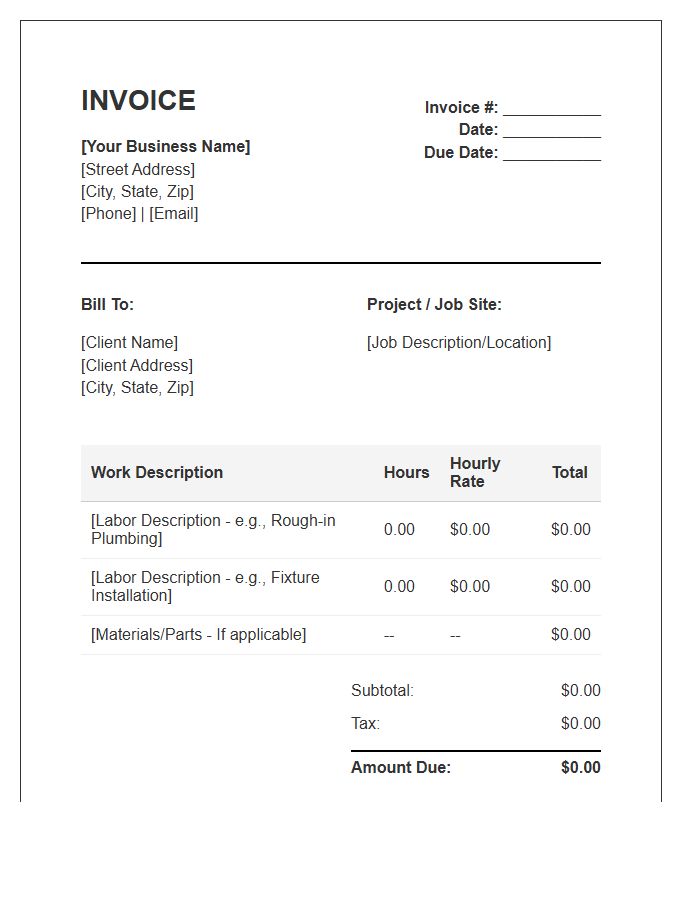 Skilled Trade Hourly Labor Invoice Template