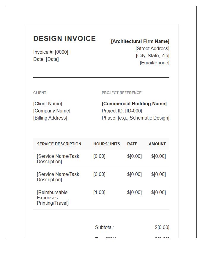 Commercial Building Design Invoice Template