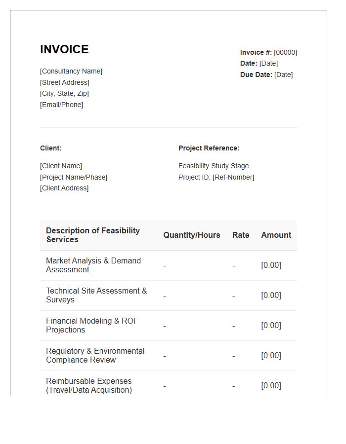Feasibility Study Stage Invoice Template