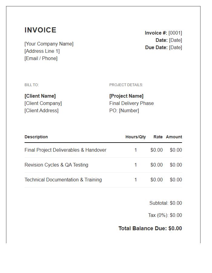 Final Project Delivery Invoice Template