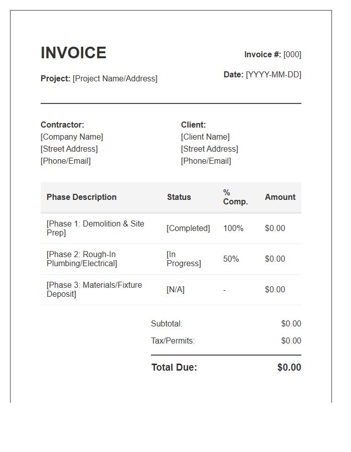 Renovation Project Phase Invoice Template