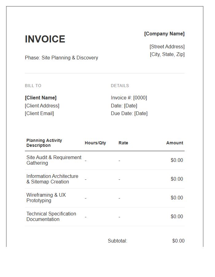 Site Planning Phase Invoice Template
