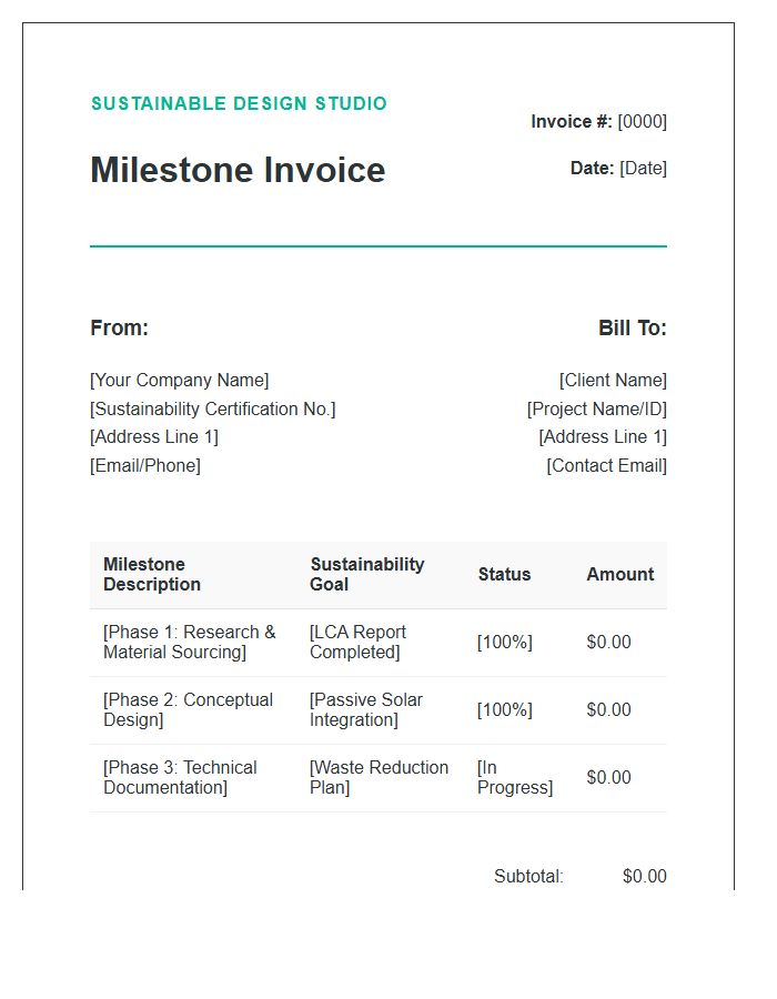 Sustainable Design Milestone Invoice Template