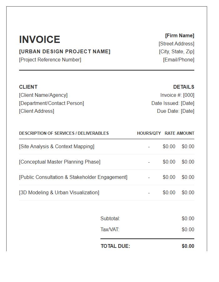 Urban Design Project Invoice Template