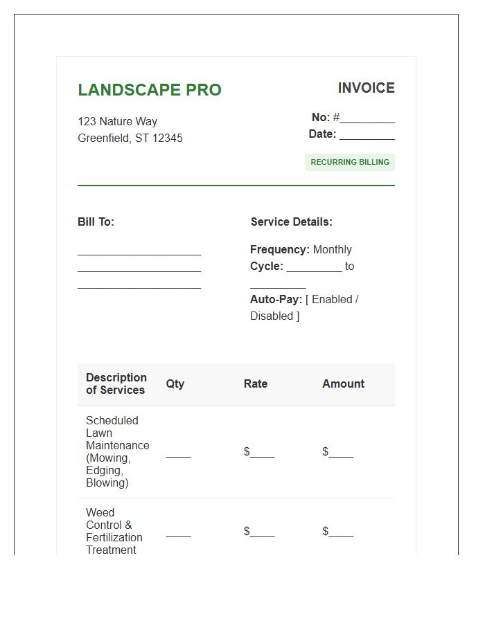 Automated Landscaping Billing Recurring Invoice Template