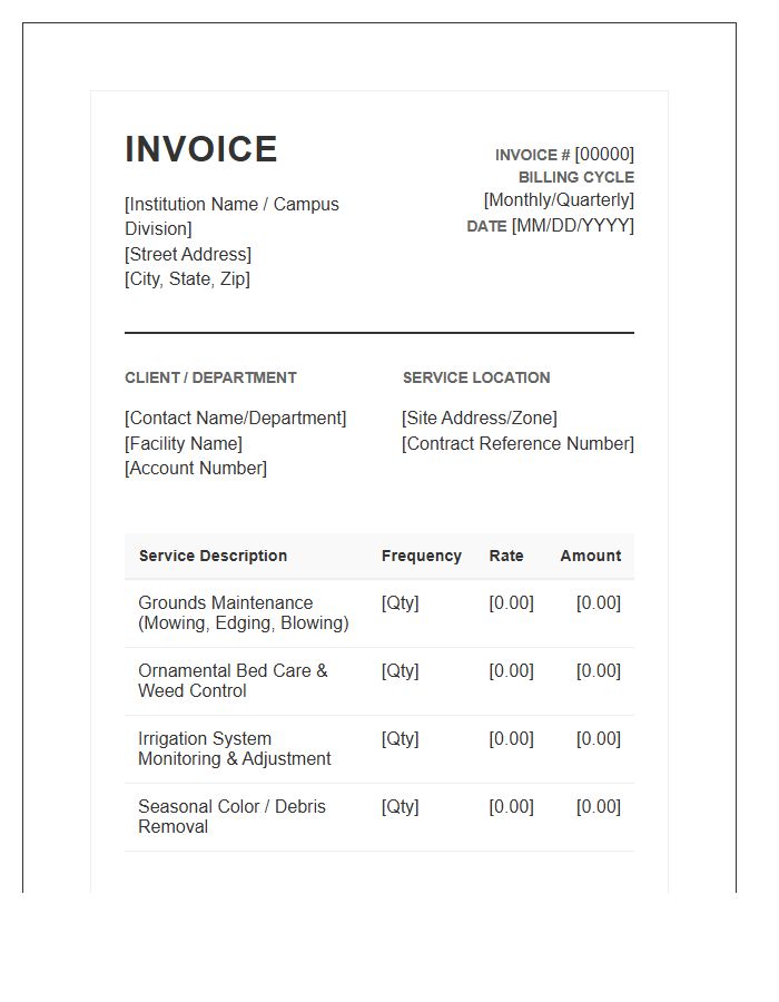 Institutional Landscaping Recurring Invoice Template