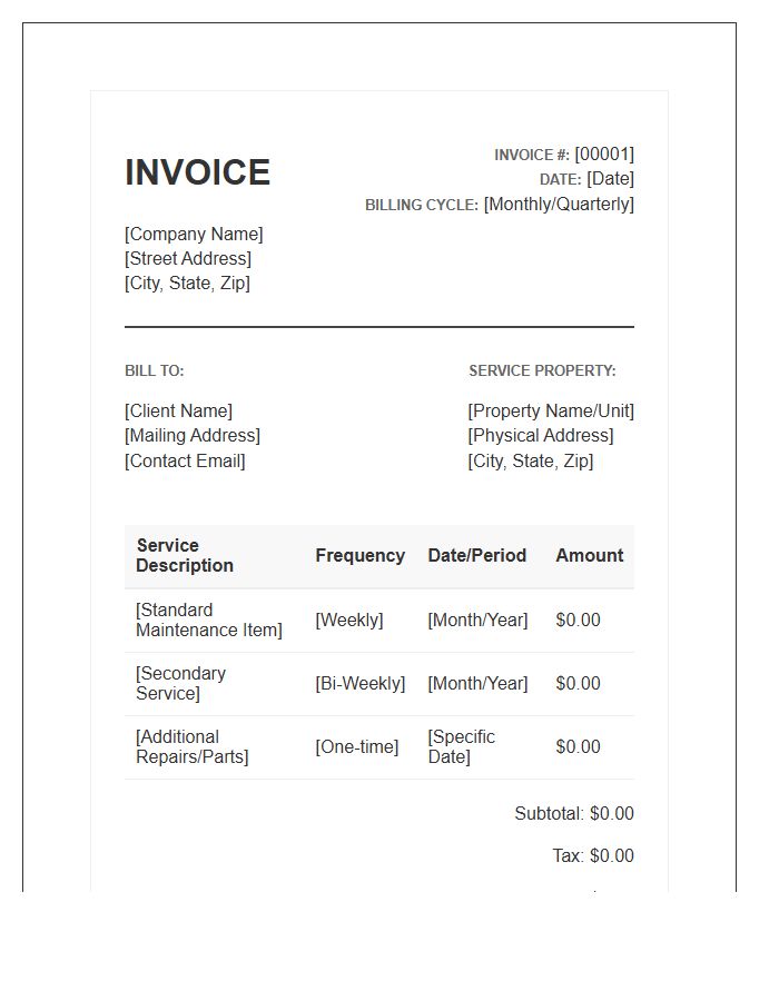Recurring Property Maintenance Service Invoice Template