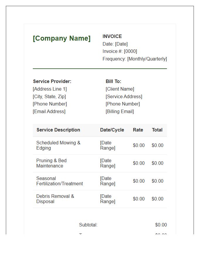 Seasonal Landscape Maintenance Recurring Invoice Template