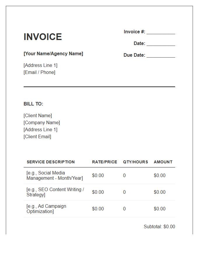 Independent Marketing Specialist Invoice Template