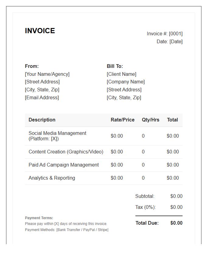 Social Media Marketing Specialist Invoice Template